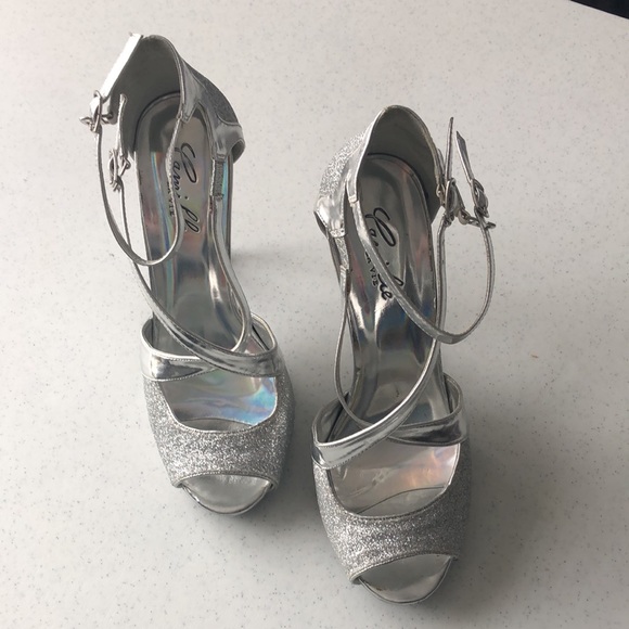 Camille La Vie silver high heel sandals size 6 - Picture 15 of 15
